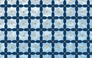Côte d'Azur Batik Kawung — light blue, orange and white batik background