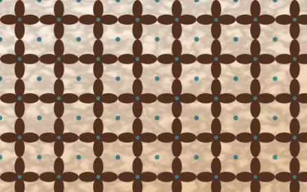 Santa Fe Adobe Batik Kawung — light brown, teal and beige batik background