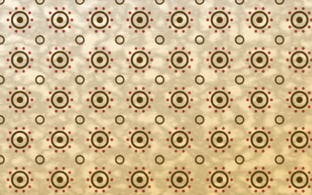 Sevilla Ochre Batik Blooms — light brown, red and beige batik background