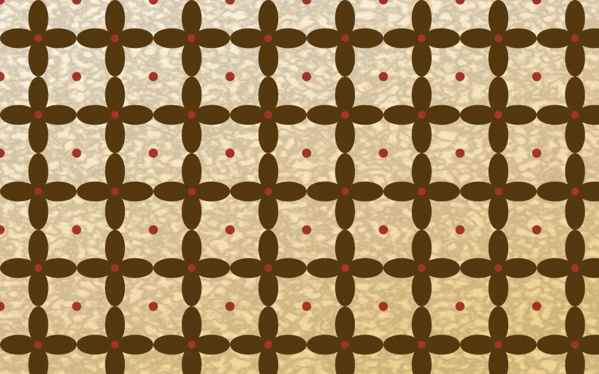 Sevilla Ochre Batik Kawung — light brown, red and beige batik background