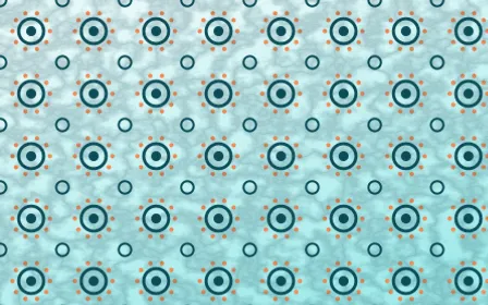 Tahiti Lagoon Batik Blooms — light teal, orange and white batik background