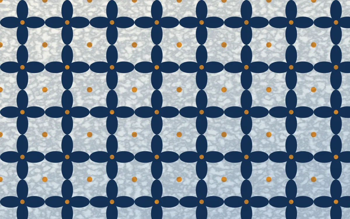 Talavera Puebla Batik Kawung — light blue, orange and white batik background