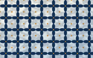 Talavera Puebla Batik Kawung — light blue, orange and white batik background