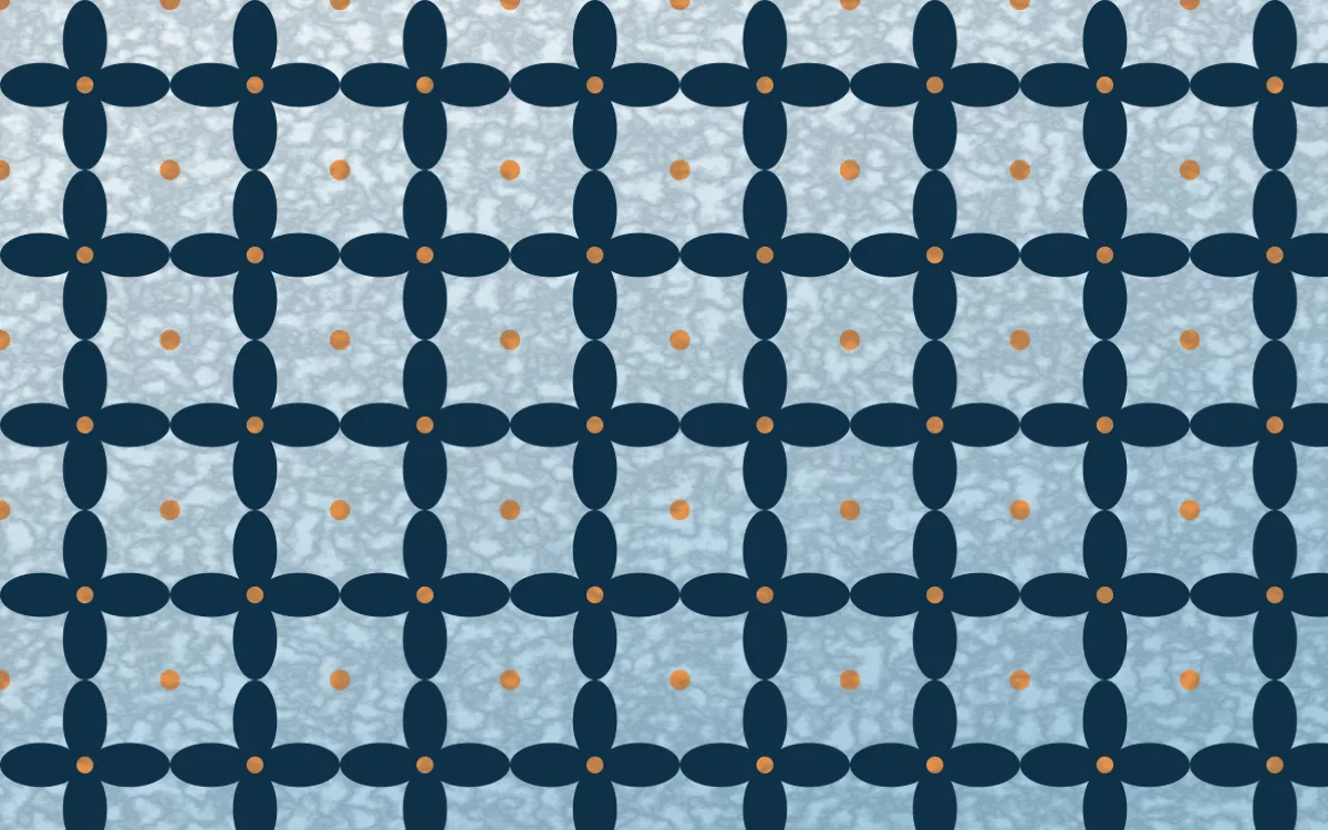 Titicaca Batik Kawung — light blue, orange and white batik background