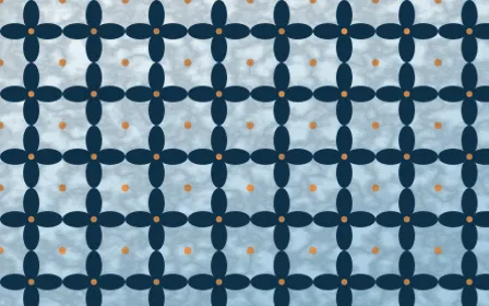 Titicaca Batik Kawung — light blue, orange and white batik background
