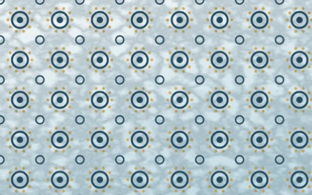 Udaipur Lake Batik Blooms — light blue, gold and white batik background