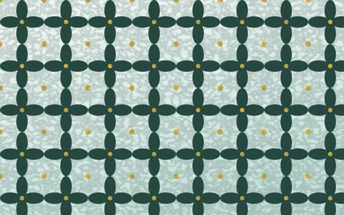 Winter Palace Batik Kawung — light teal, gold and white batik background
