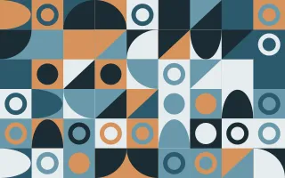 Baltic Sea Fine Grid III — light blue, orange and white bauhaus background, variation III