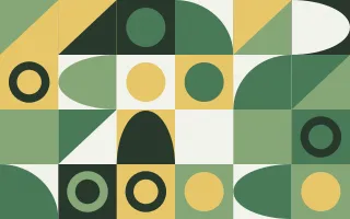 Botanic Print — light green, gold and white bauhaus background
