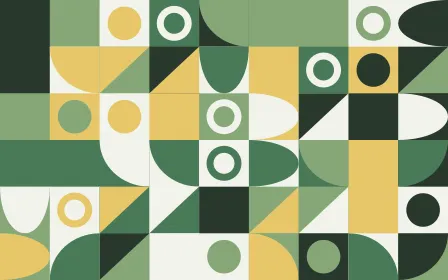 Botanic Print Fine Grid — light green, gold and white bauhaus background