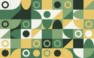 Botanic Print Fine Grid II — light green, gold and white bauhaus background, variation II