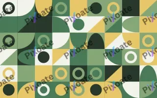 Botanic Print Fine Grid II — light green, gold and white bauhaus background, variation II