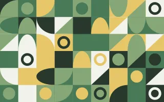Botanic Print Fine Grid III — light green, gold and white bauhaus background, variation III