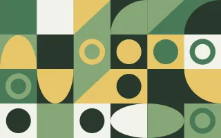 Botanic Print II — light green, gold and white bauhaus background, variation II