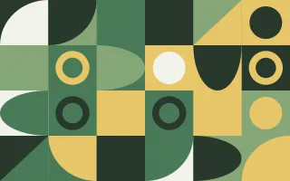 Botanic Print III — light green, gold and white bauhaus background, variation III
