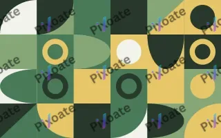 Botanic Print III — light green, gold and white bauhaus background, variation III