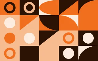 Clementine Duo Print III — colourful orange, black and beige bauhaus background, variation III