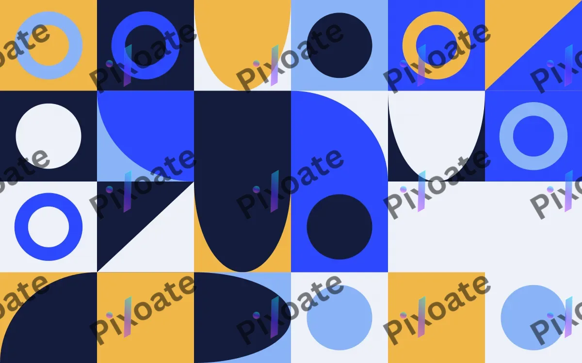 Cobalt Pop — light blue, gold and white bauhaus background