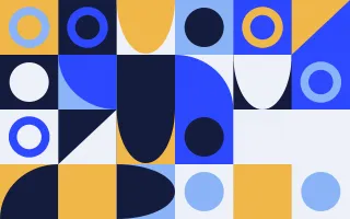 Cobalt Pop — light blue, gold and white bauhaus background