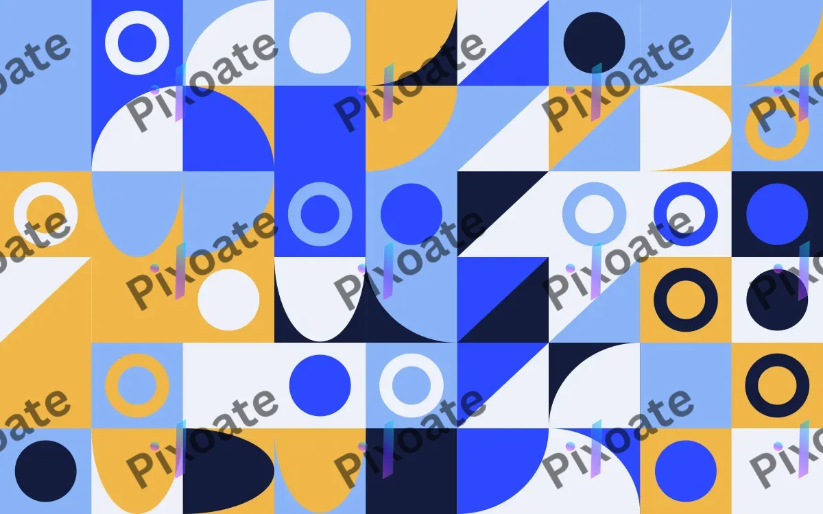 Cobalt Pop Fine Grid — light blue, gold and white bauhaus background
