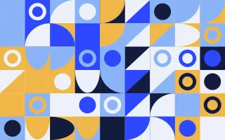 Cobalt Pop Fine Grid — light blue, gold and white bauhaus background