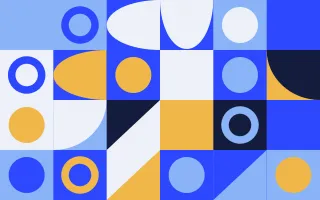 Cobalt Pop III — light blue, gold and white bauhaus background, variation III