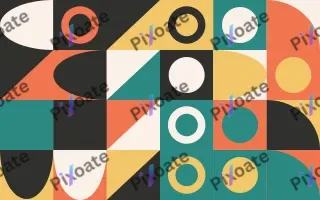Coral Court — light orange, teal and gold bauhaus background