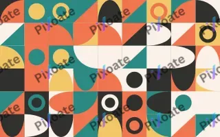 Coral Court Fine Grid II — light orange, teal and gold bauhaus background, variation II