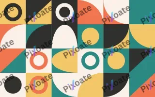 Coral Court III — light orange, teal and gold bauhaus background, variation III