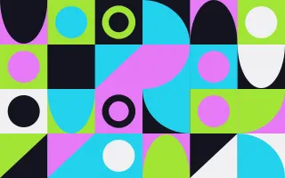 Electric Play — dark teal, purple and green bauhaus background