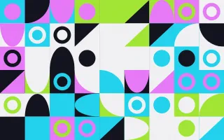 Electric Play Fine Grid — dark teal, purple and green bauhaus background