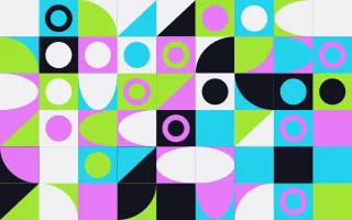 Electric Play Fine Grid II — dark teal, purple and green bauhaus background, variation II