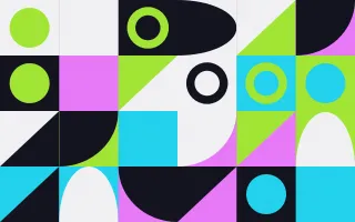 Electric Play II — dark teal, purple and green bauhaus background, variation II