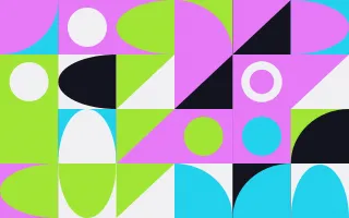 Electric Play III — dark teal, purple and green bauhaus background, variation III