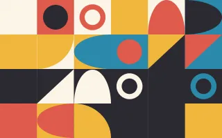 Festival Print — light red, blue and gold bauhaus background