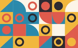 Festival Print II — light red, blue and gold bauhaus background, variation II