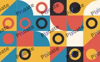 Festival Print II — light red, blue and gold bauhaus background, variation II