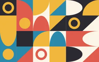 Festival Print III — light red, blue and gold bauhaus background, variation III