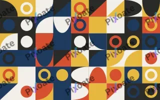 Gallery Primary Fine Grid — light red, blue and gold bauhaus background