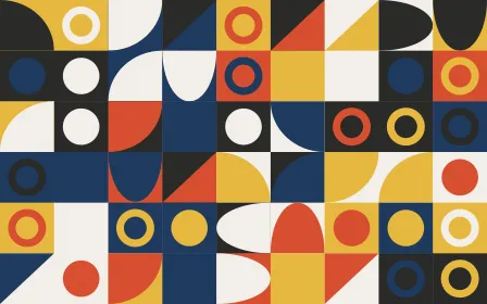 Gallery Primary Fine Grid — light red, blue and gold bauhaus background