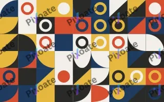 Gallery Primary Fine Grid II — light red, blue and gold bauhaus background, variation II