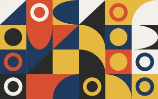 Gallery Primary III — light red, blue and gold bauhaus background, variation III