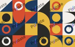 Gallery Primary III — light red, blue and gold bauhaus background, variation III