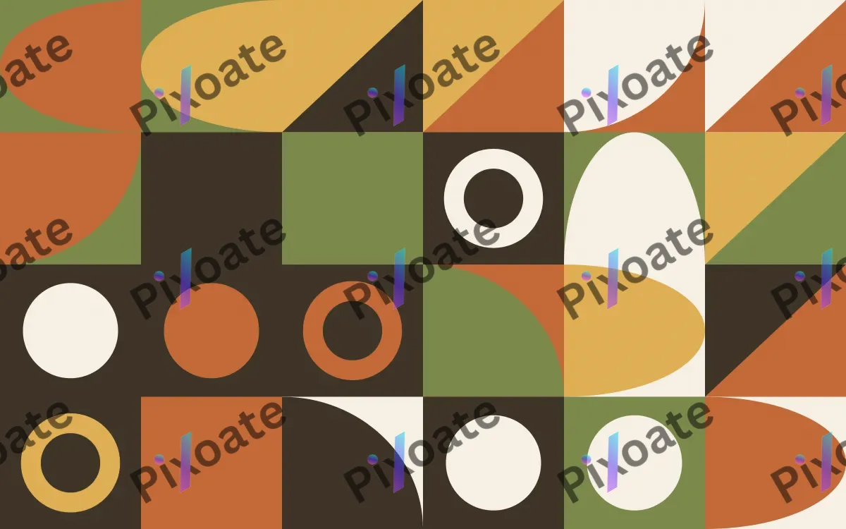 Harvest Print — light orange, green and gold bauhaus background