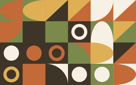 Harvest Print — light orange, green and gold bauhaus background
