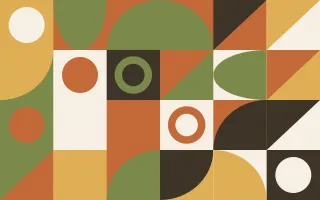 Harvest Print II — light orange, green and gold bauhaus background, variation II