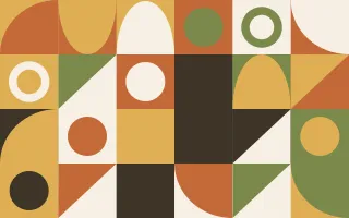Harvest Print III — light orange, green and gold bauhaus background, variation III