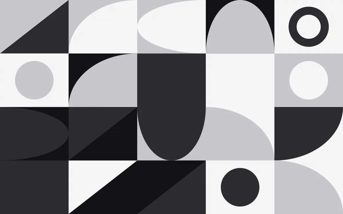 Noir & Blanc Duo Print — colourful grey, black and white bauhaus background