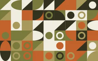 Olive Archive Fine Grid II — light yellow, orange and beige bauhaus background, variation II