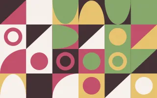 Orchard Print — light red, green and gold bauhaus background
